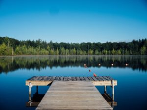 A private dock on a lake